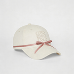 Cream Satin Bow Decor Embroidery Baseball Cap