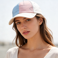 Pink Blue Split Color Block Line Print Baseball Cap