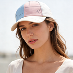 Pink Blue Split Color Block Line Print Baseball Cap