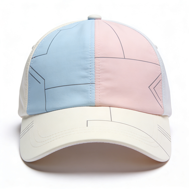 Pink Blue Split Color Block Line Print Baseball Cap
