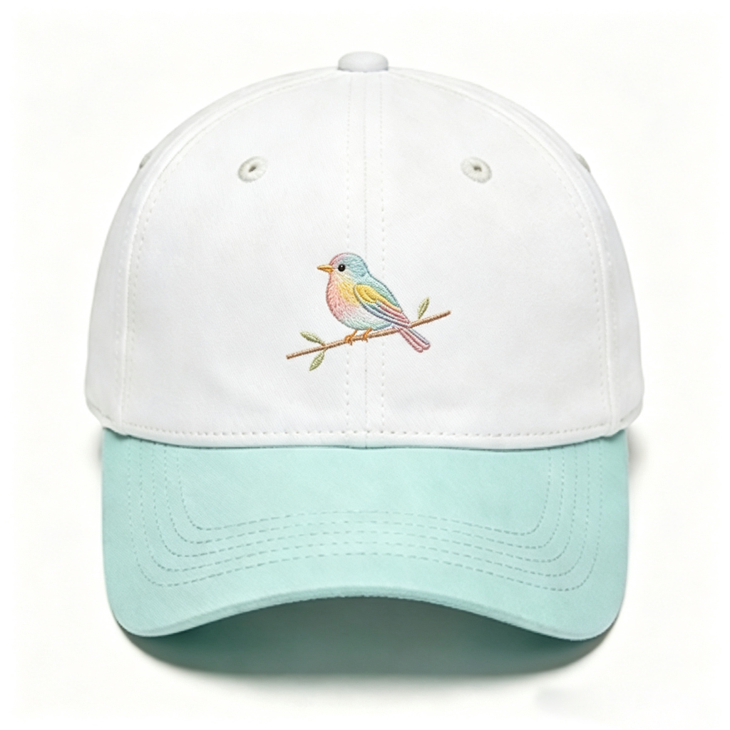 Two Tone Colorful Bird Embroidery Baseball Cap