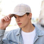 Light Beige Pastel Plaid Baseball Cap