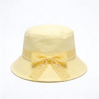 Yellow Lace Bow Bucket Hat