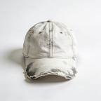 Vintage Distressed Bleached White Ripped Baseball Cap