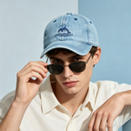 Vintage Washed Denim Dolphin Embroidery Baseball Cap