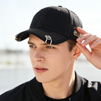 Black Metal Double Ring Rivet Y2K Baseball Cap