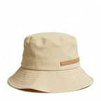 Beige Leather Stripe Bucket Hat