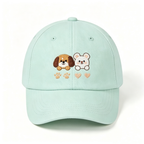 Light Mint Puppy Bear Embroidery Baseball Cap