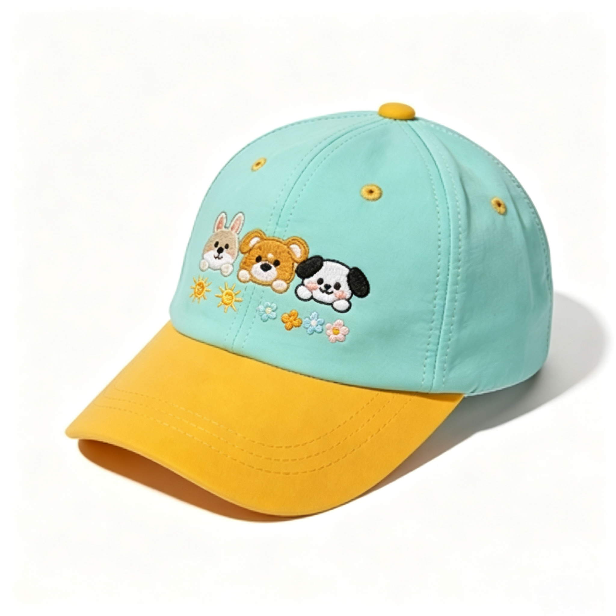 Two Tone Cute Animal Embroidery Baseball Cap