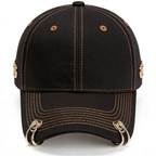 Black Metal Double Ring Rivet Y2K Baseball Cap
