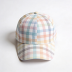 Pastel Rainbow Plaid Checkered Baseball Cap