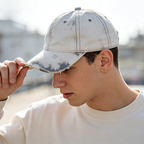 Vintage Distressed Bleached White Ripped Baseball Cap