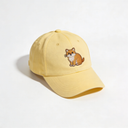 Pastel Yellow Orange Cat Embroidery Baseball Cap