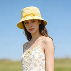 Yellow Lace Bow Bucket Hat