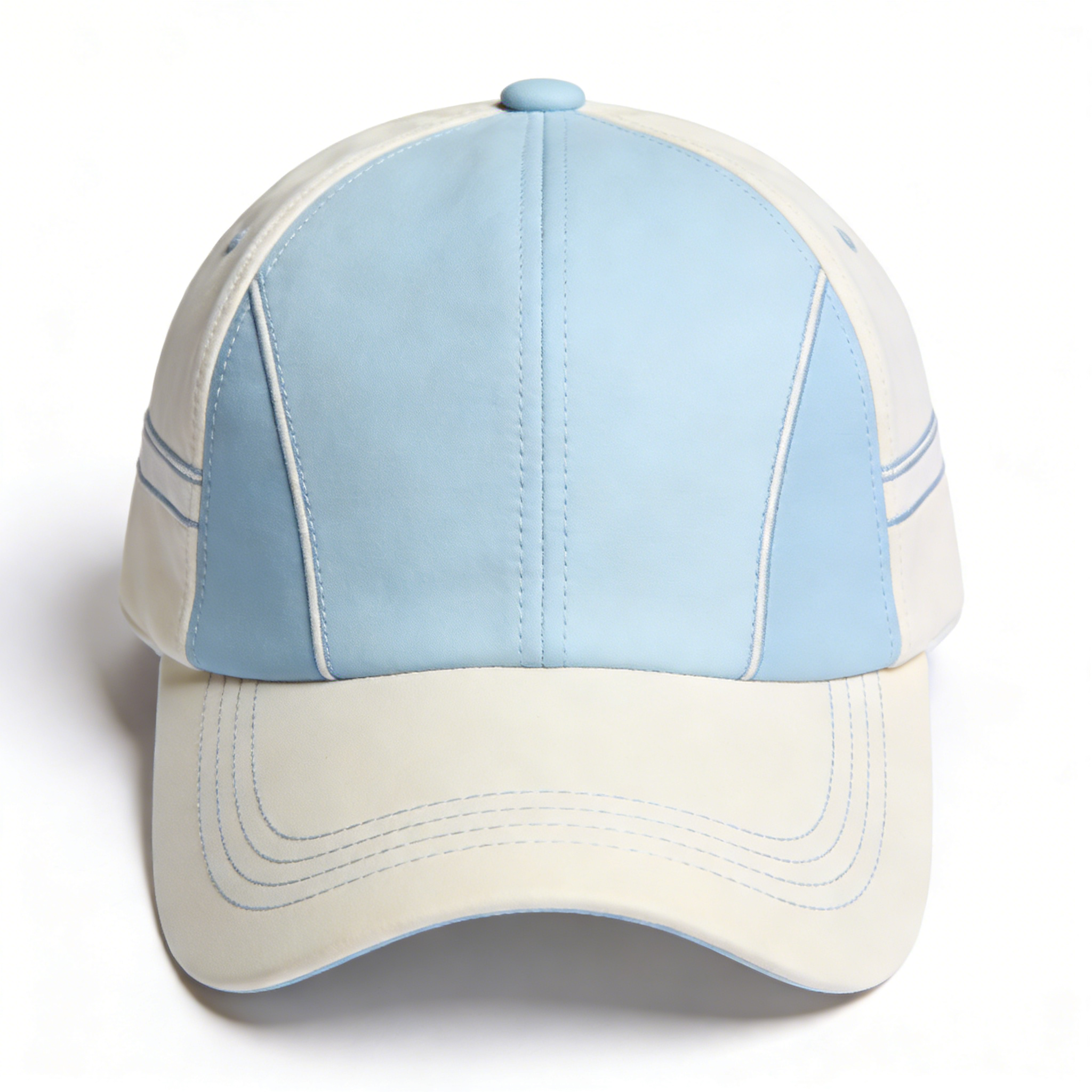 Light Blue Cream Two Tone Contrast Stitch Baseball Cap