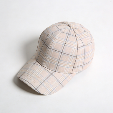 Light Beige Pastel Plaid Baseball Cap