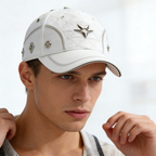 White Diamond Stitch Metal Star Rivet Baseball Cap