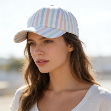 Pastel Rainbow Vertical Stripe Baseball Cap