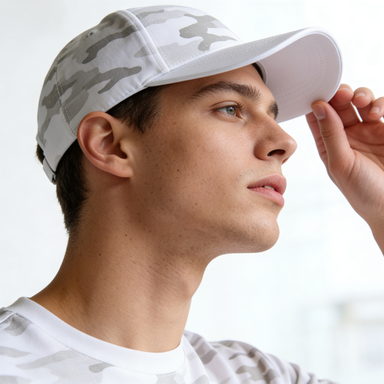 Light White Grey Camo Print Baseball Cap