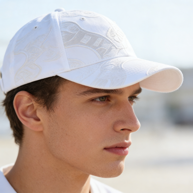 White Embossed Letter Pattern Baseball Cap