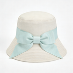 White & Mint Bow Bucket Hat