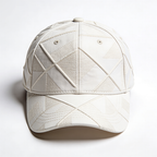 White Geometric Triangle Embossed Stitch Baseball Cap