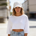 White Geometric Triangle Embossed Stitch Baseball Cap